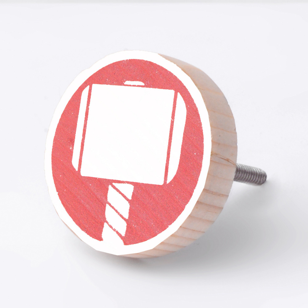 Handmade Pine Wood Thor Hammer Drawer Knob for Kids